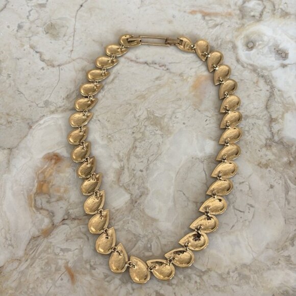 Butler Fifth Avenue Gold Tone, Black Enamel Swarovski Crystals Teardrop Choker - Picture 8 of 9